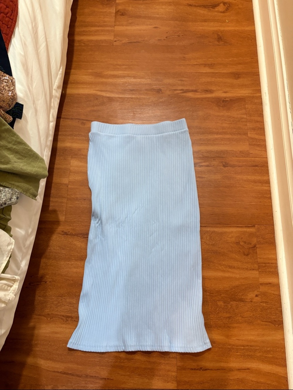 Old Navy Light Blue Ribbed Midi Skirt